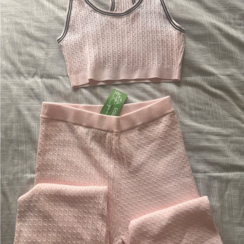 Pink Ribbed Lounge Pants - Picture 3 of 3